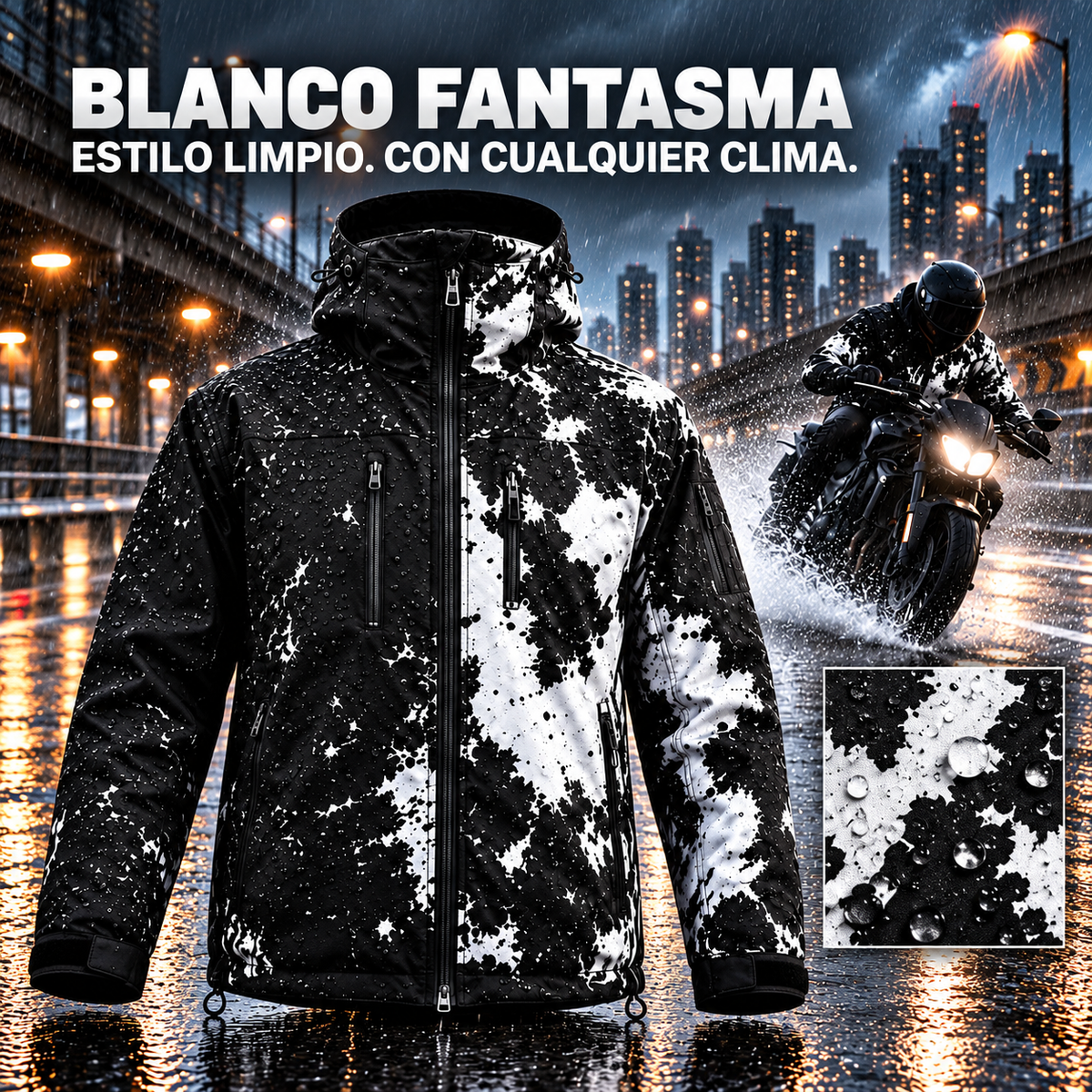 Chaqueta impermeable de moto con cambio de color