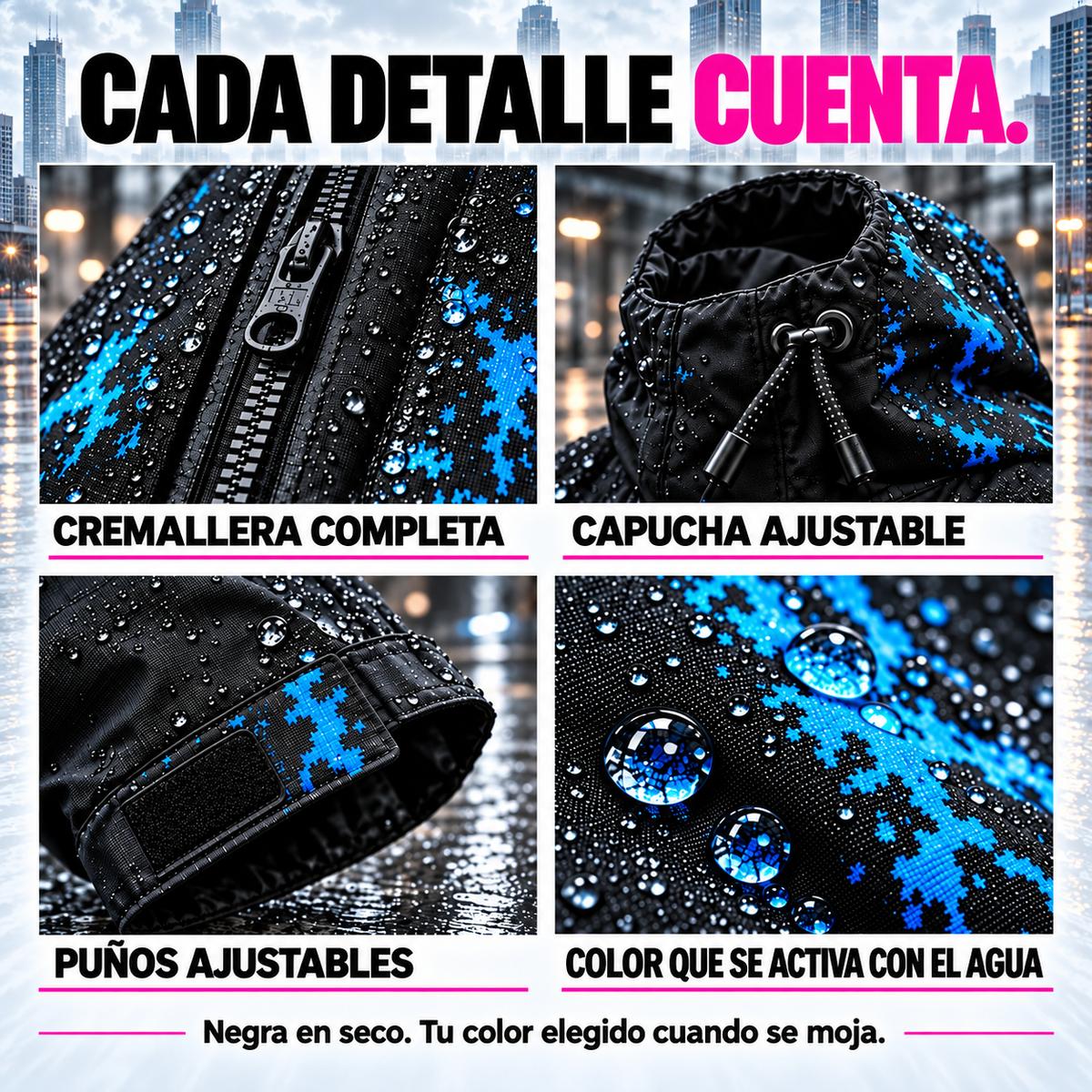 Chaqueta impermeable de moto con cambio de color