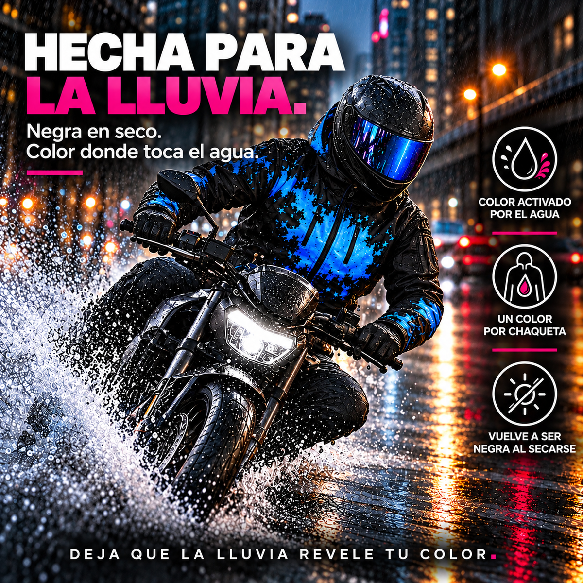Chaqueta impermeable de moto con cambio de color