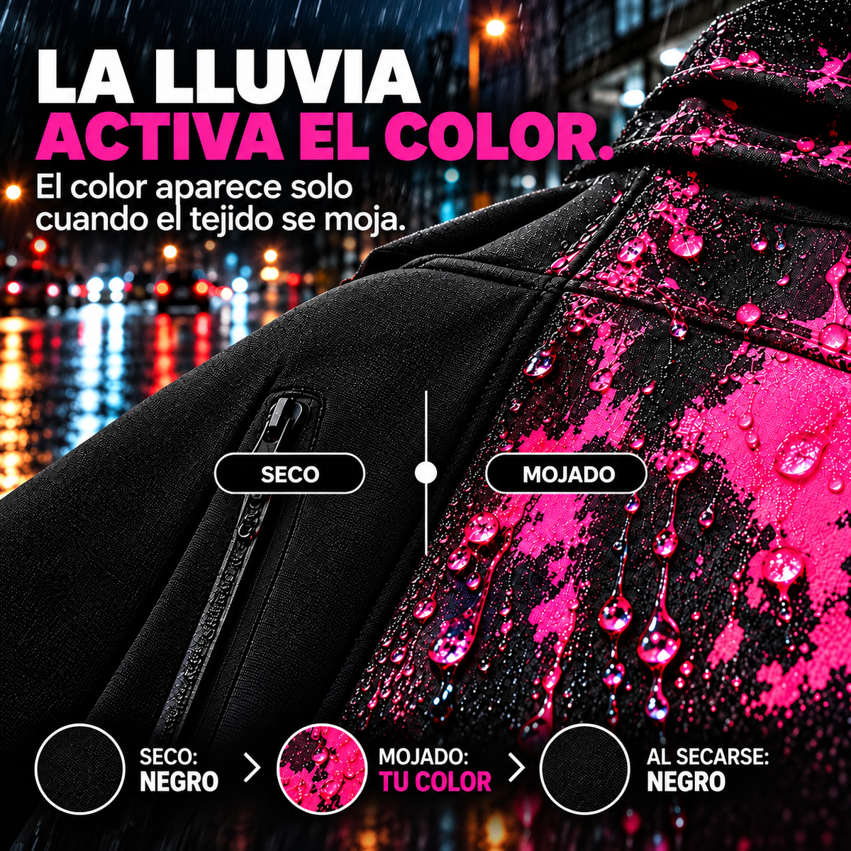 Chaqueta impermeable de moto con cambio de color